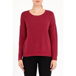 Madewell Women's Textured Knit Sweater Size‎ Small burgundy Crew Neck Pullover